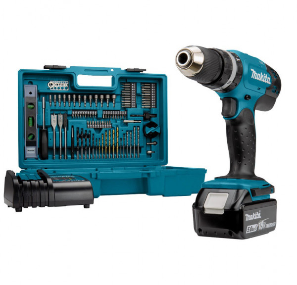 Makita DHP453TX12 Schlagbohrmaschine 18 V LXT, mit 101 Zubehörteilen