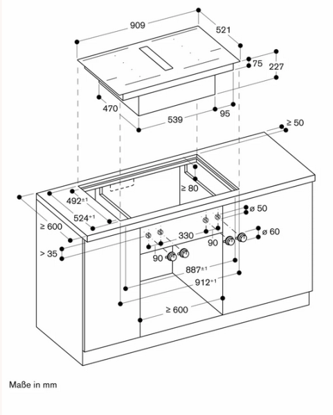 Gaggenau CV492100 Serie 400 Flex-Induktionskochfeld mit integriertem Lüftungssystem